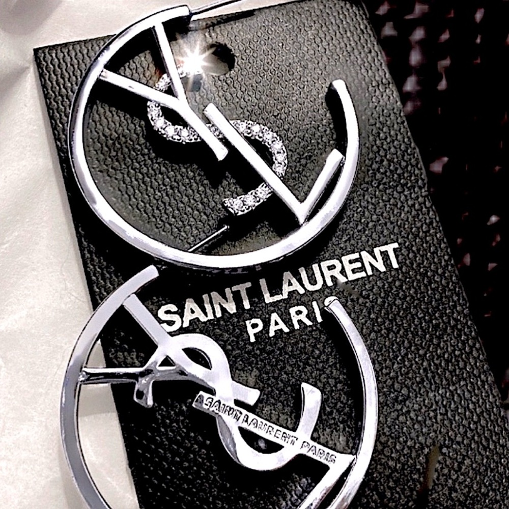 Authentic YSL Monogram Hoop Earring Set